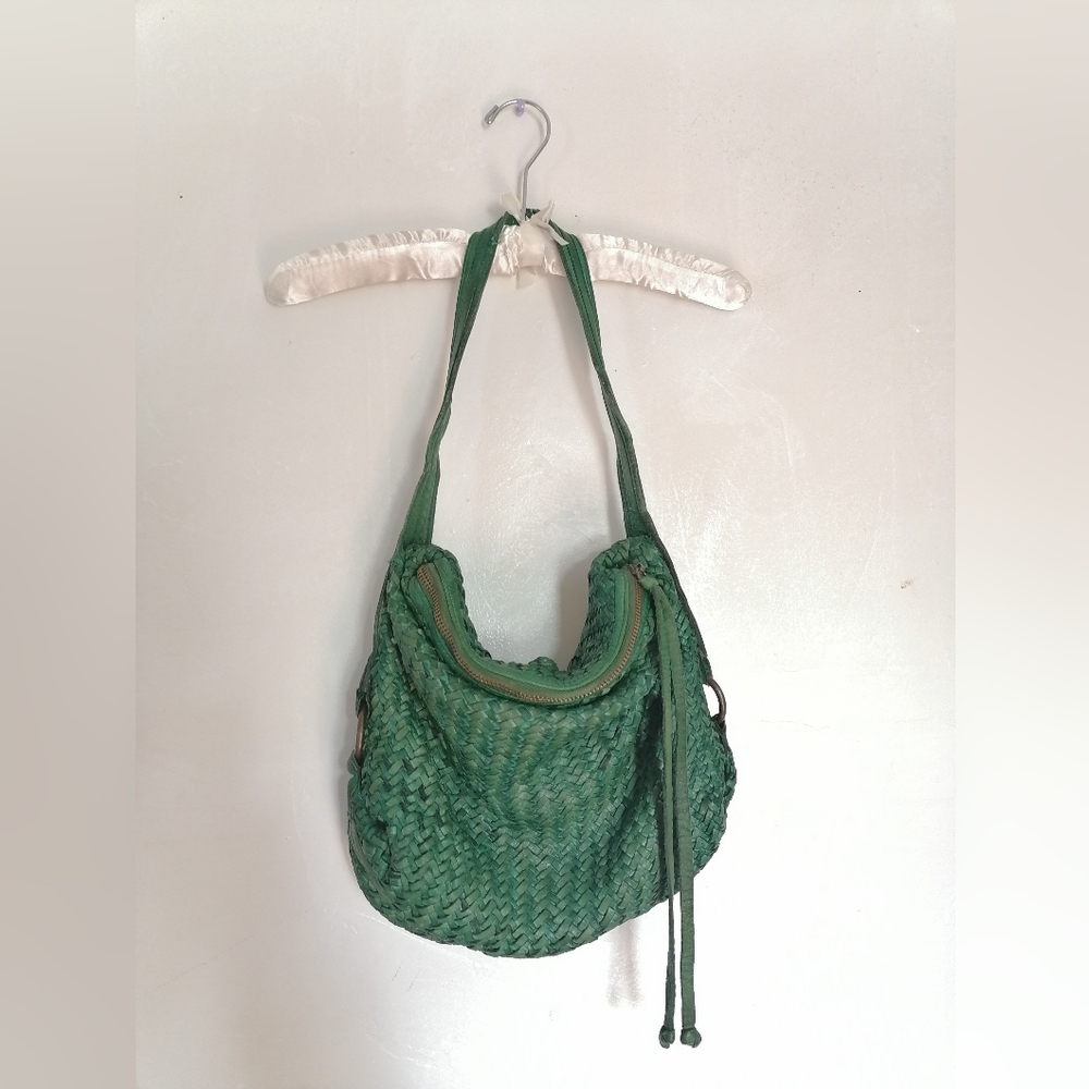 Tano woven leather evergreen shoulder bag tote